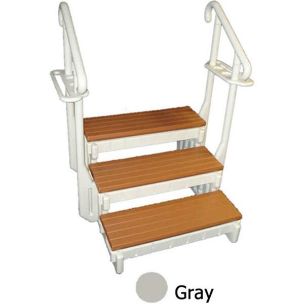 Confer 36 in. 3 Stairs Spa Steps - Gray with Hand Rails SSS36-3-G